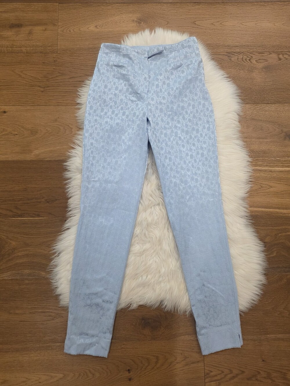Vintage Low Rise Light Blue Jacquard Slim Pants